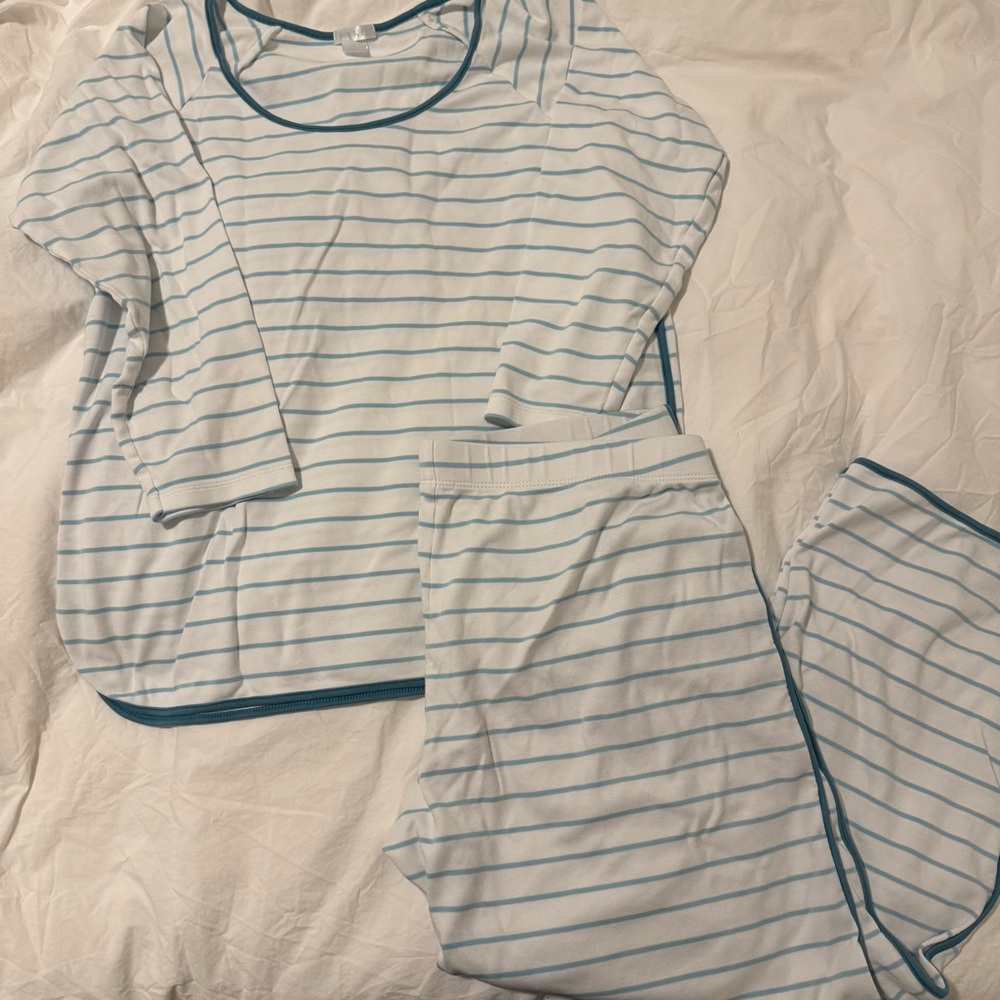 Striped Blue and White Pajama Set